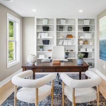 Home Office, Interior, Recessed Lighting, Wood Texture Flooring