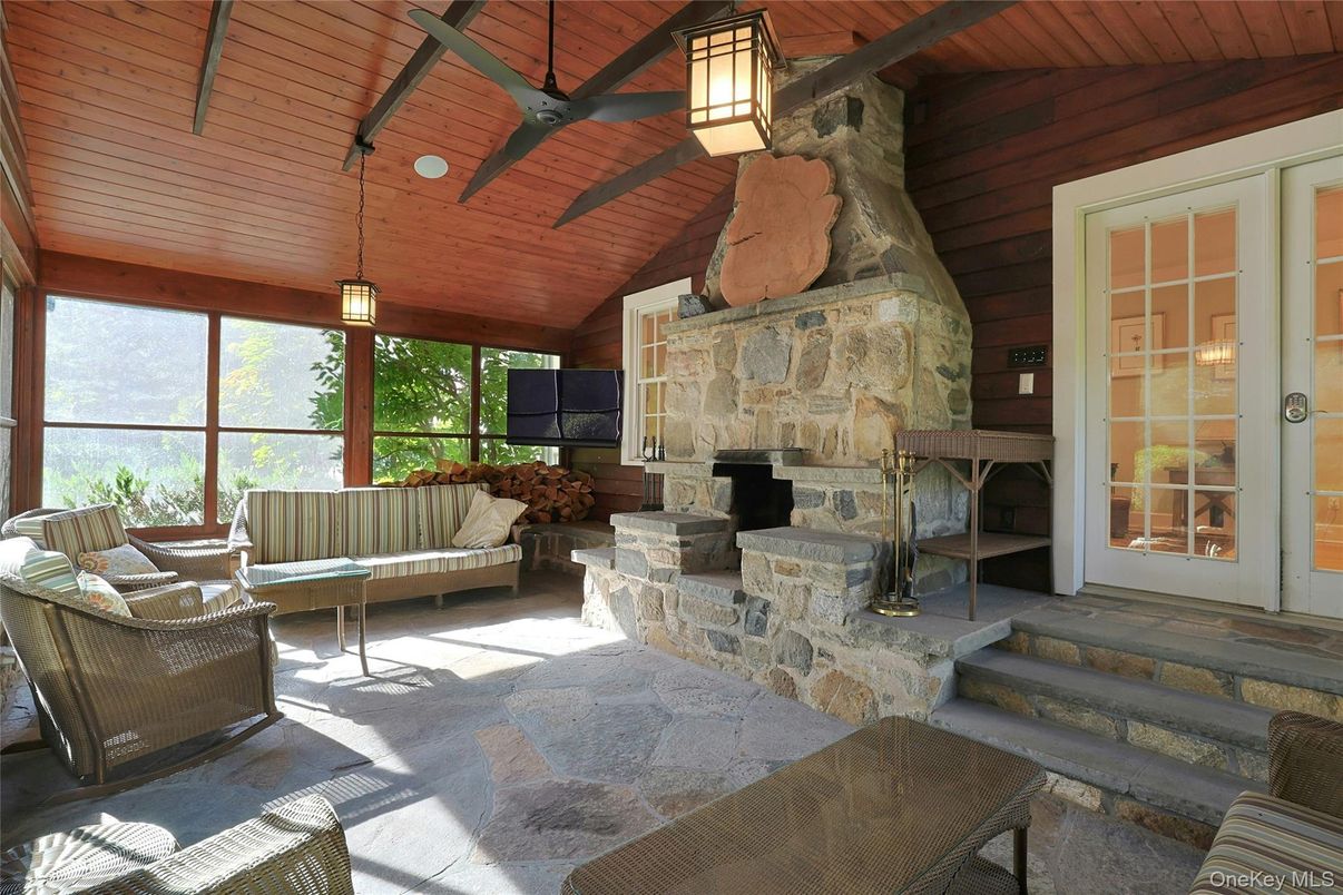 Fireplace, Interior, Pendant Lights, Wooden Ceilings