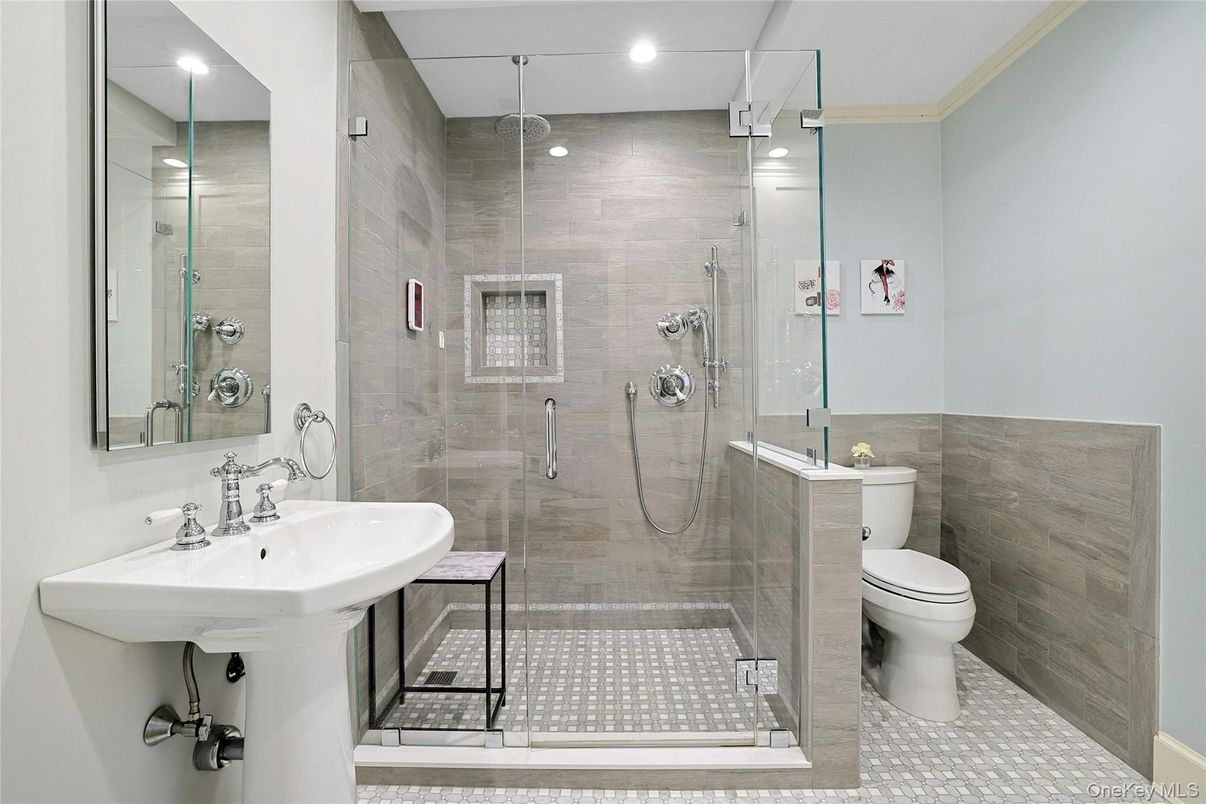 Bathroom, Glass Shower, Interior, Recessed Lighting