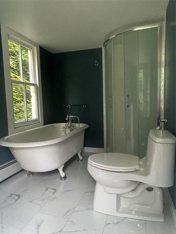 Bathroom, Free Standing Baths, Glass Shower, Interior, Marble