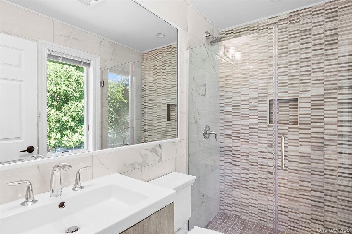 Bathroom, Glass Shower, Interior, Marble Walls