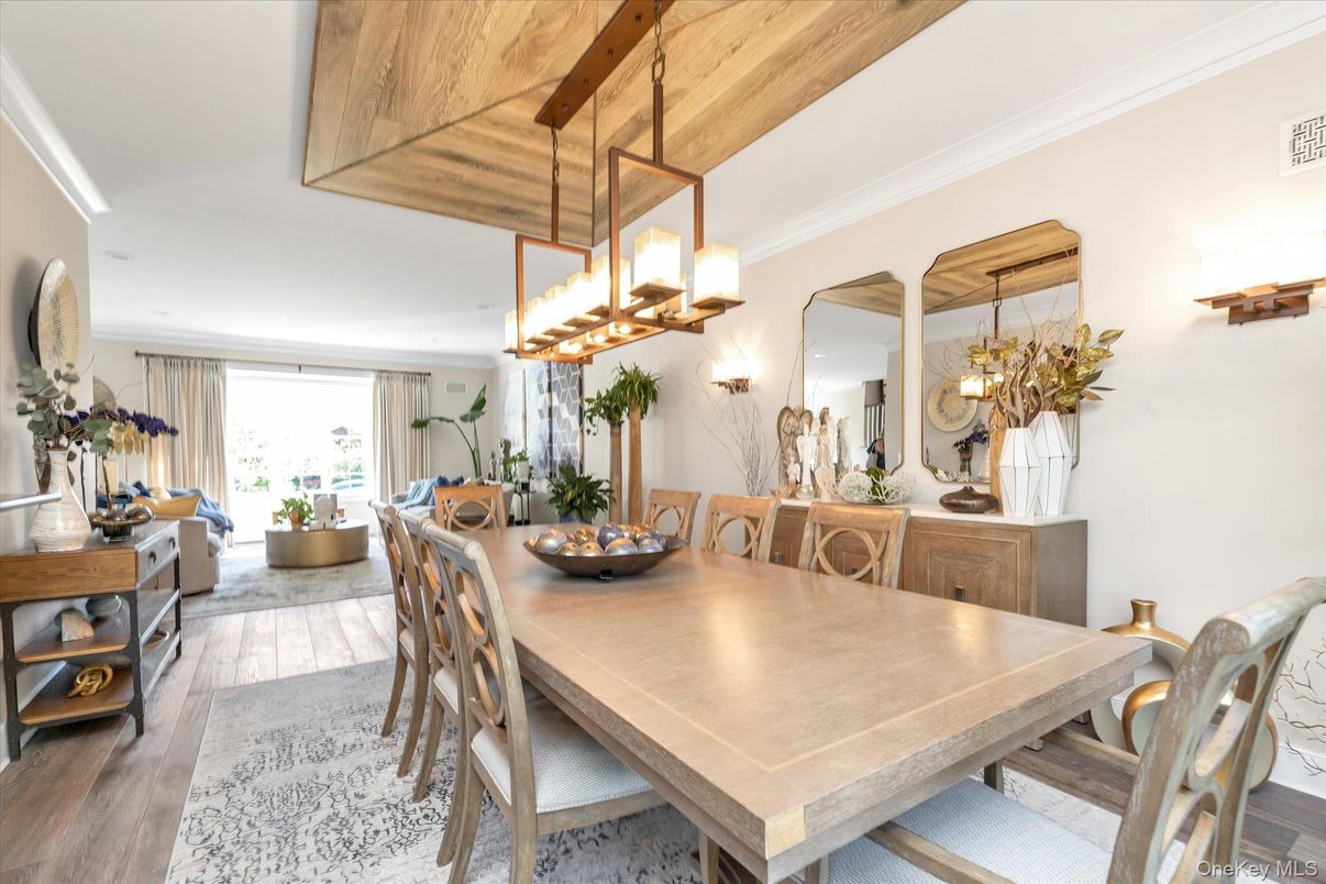 Chandelier, Dining room, Interior, Living room, Pendant Lights, Wooden Ceilings, Wood Texture Flooring