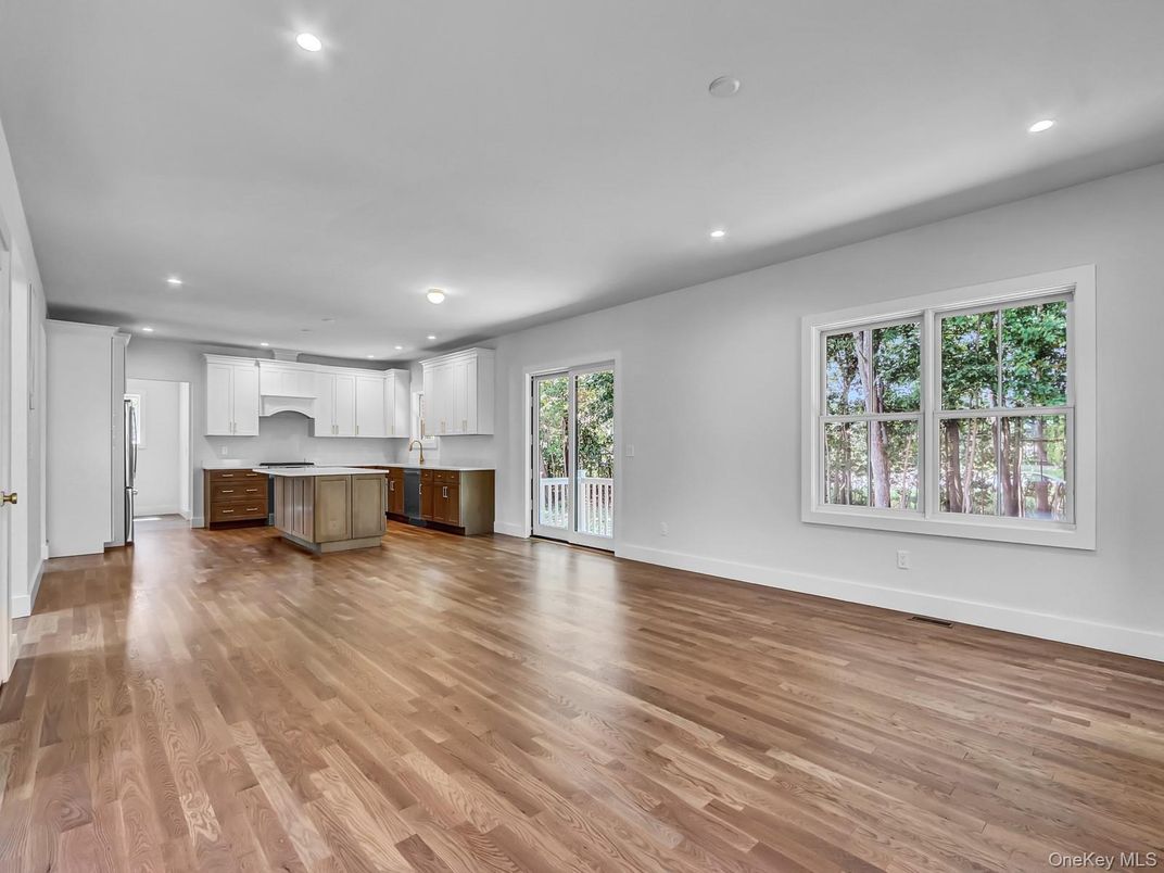 Empty room, Interior, Kitchen, Recessed Lighting, Wood Texture Flooring