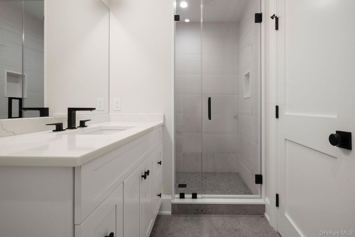 Bathroom, Glass Shower, Interior, Recessed Lighting