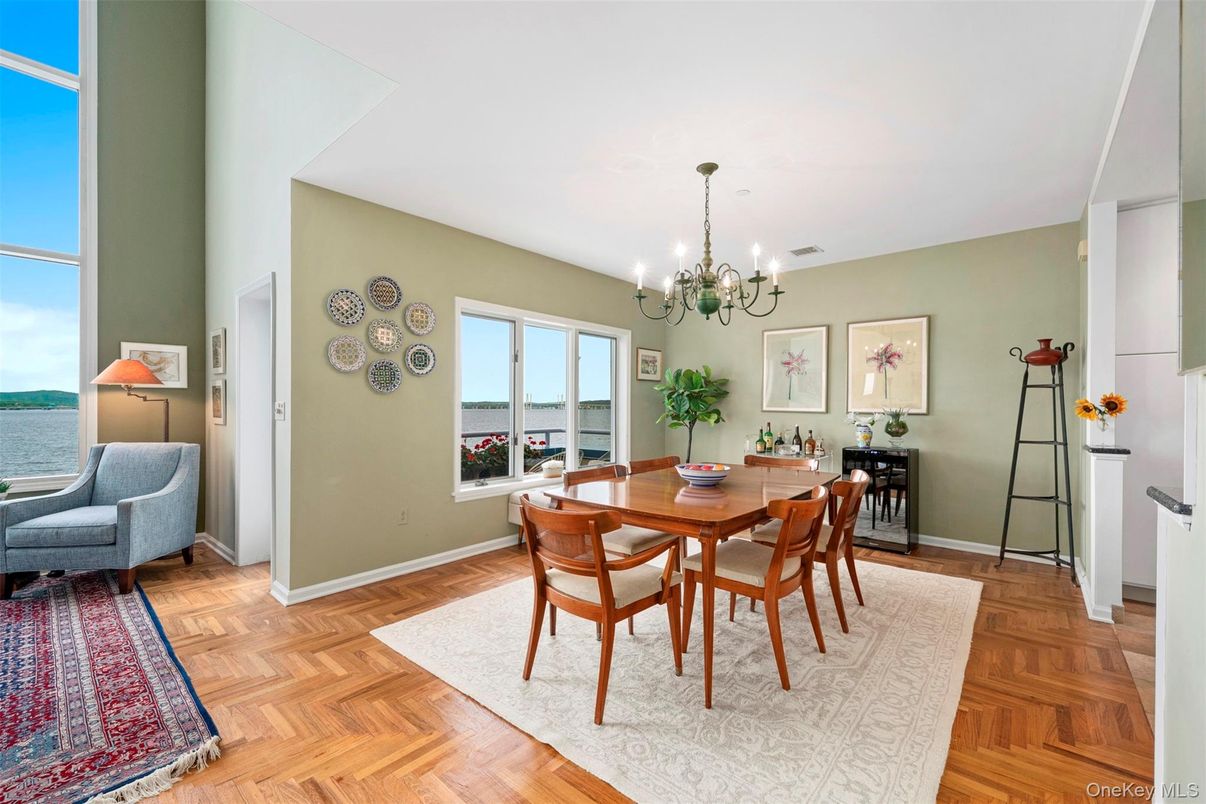 Chandelier, Dining room, Interior, Water, Wood Texture Flooring