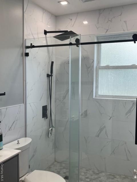 Bathroom, Glass Shower, Interior, Marble Walls, Recessed Lighting