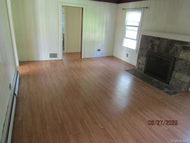 Empty room, Fireplace, Interior, Wood Texture Flooring