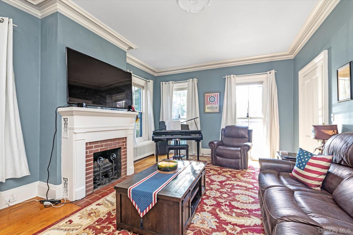 Fireplace, Interior, Living room, Piano, Wood Texture Flooring
