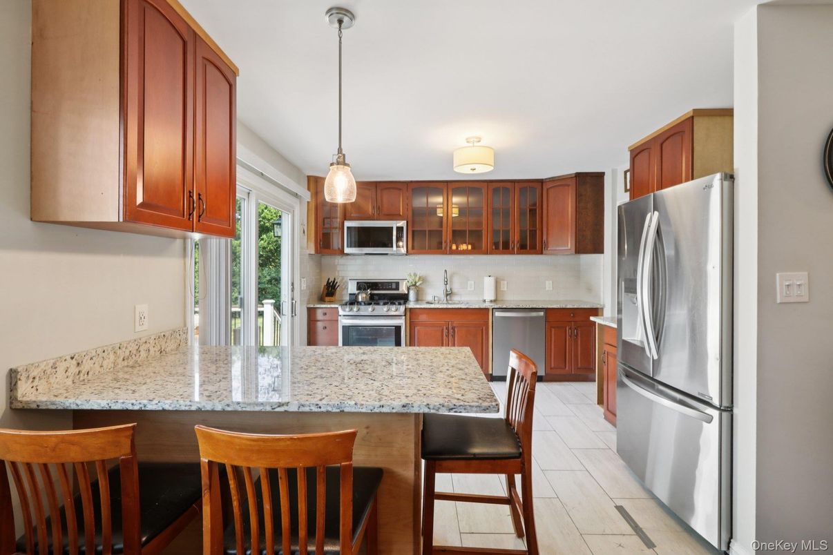 Interior, Kitchen, Pendant Lights, Stainless Steel Appliances, Wood Texture Flooring