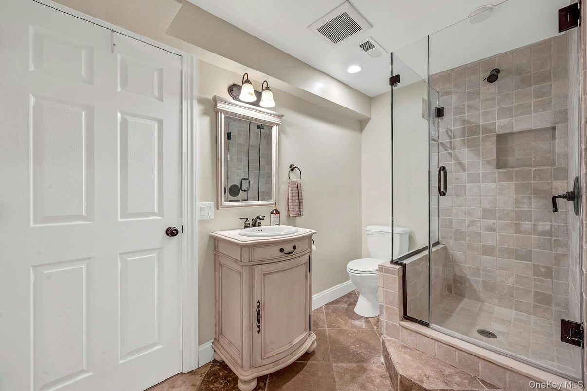 Bathroom, Glass Shower, Interior, Recessed Lighting