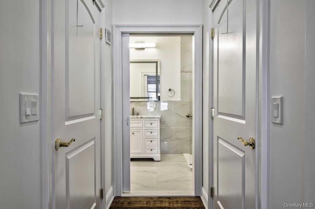 Bathroom, Interior, Marble, Marble Walls, Wood Texture Flooring