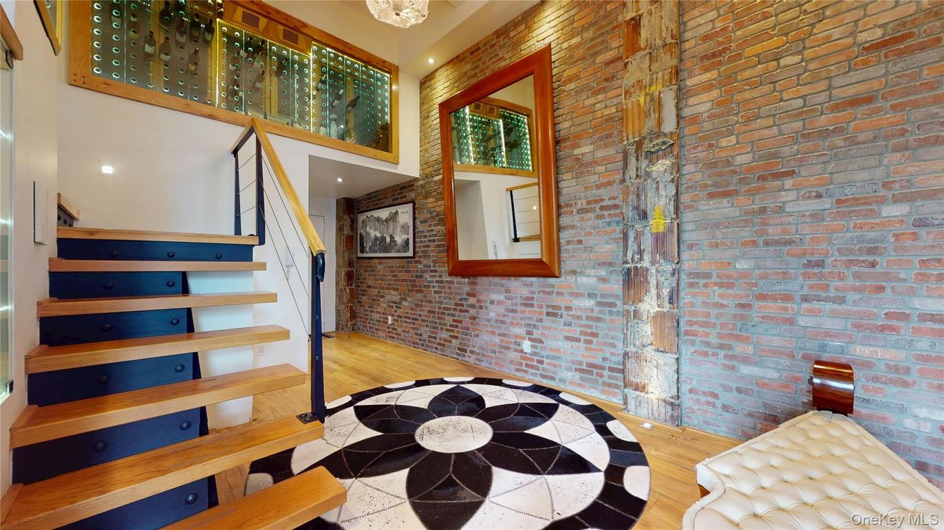 Interior, Recessed Lighting, Stone Walls, Wood Texture Flooring