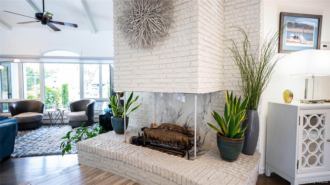 Fireplace, Interior, Living room, Stone Walls, Wood Texture Flooring