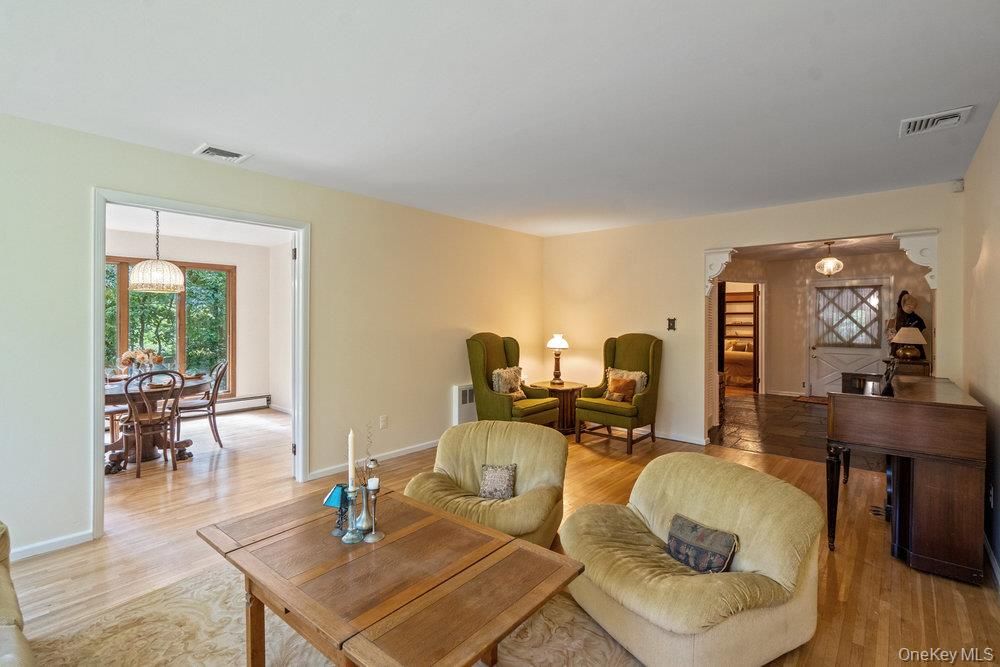 Dining room, Interior, Living room, Pendant Lights, Wood Texture Flooring