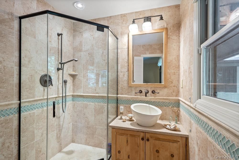 Bathroom, Glass Shower, Interior, Recessed Lighting