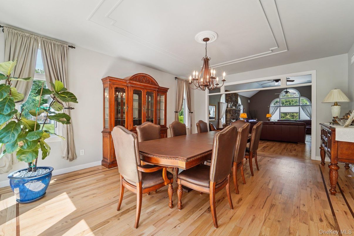 Chandelier, Dining room, Interior, Wood Texture Flooring