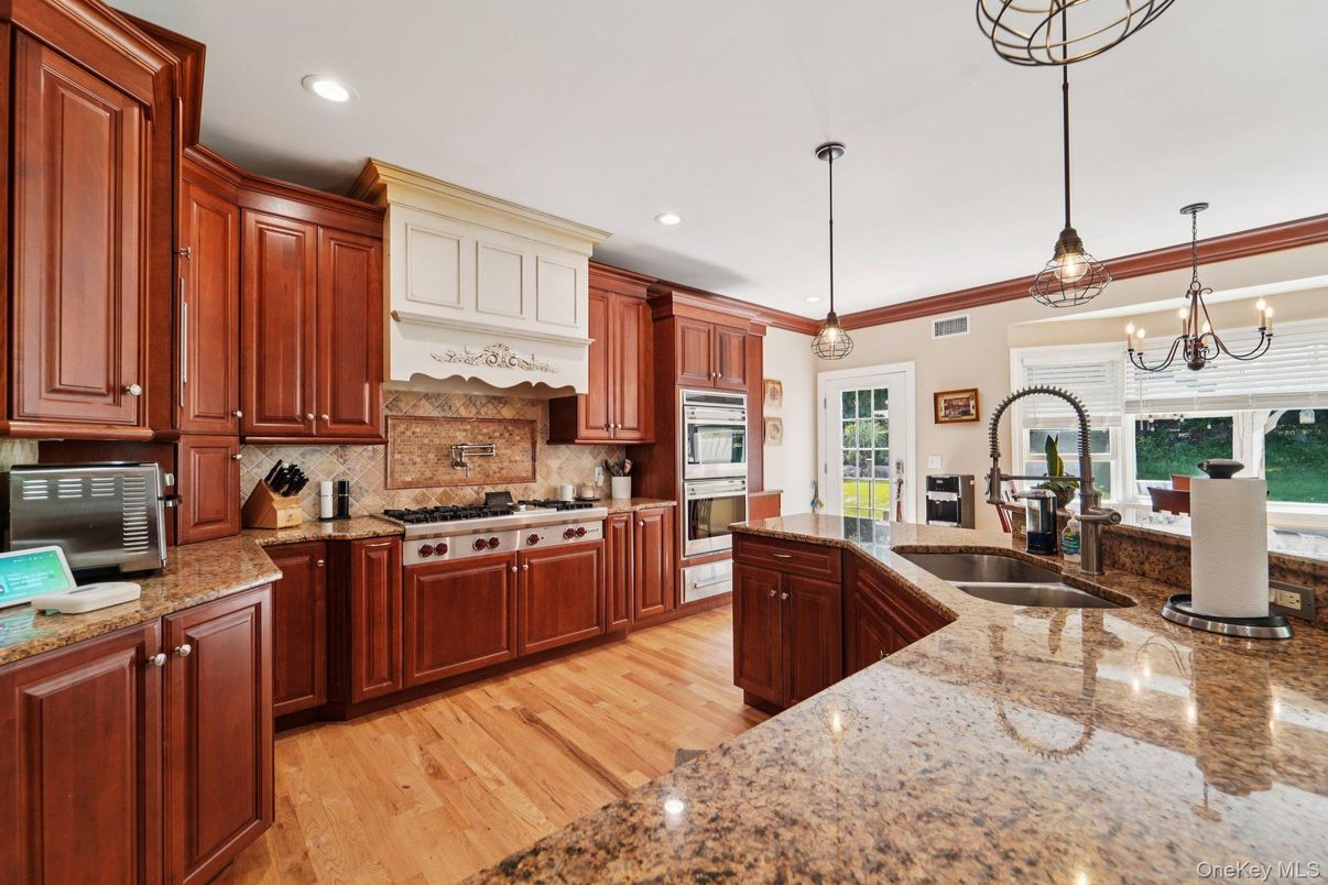 Chandelier, Interior, Kitchen, Pendant Lights, Recessed Lighting, Wood Texture Flooring