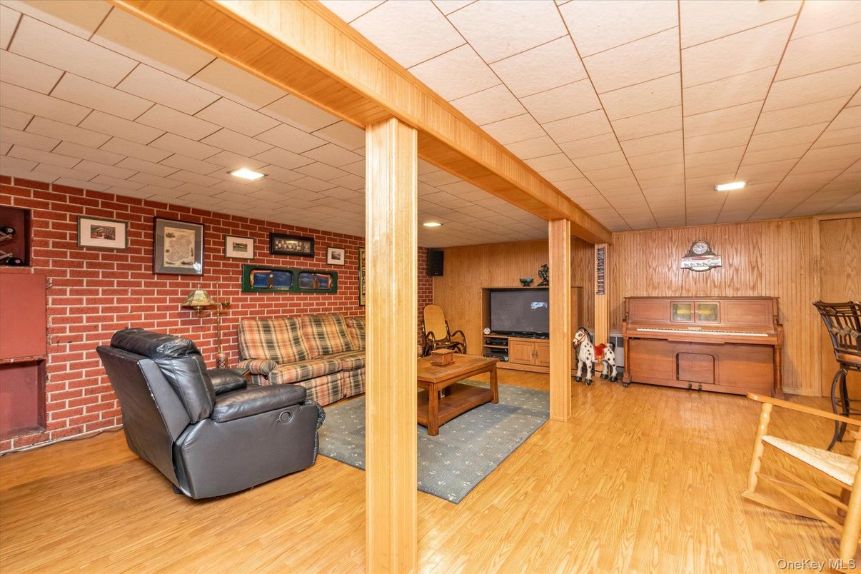 Interior, Recessed Lighting, Stone Walls, Wood Texture Flooring, Wooden Walls