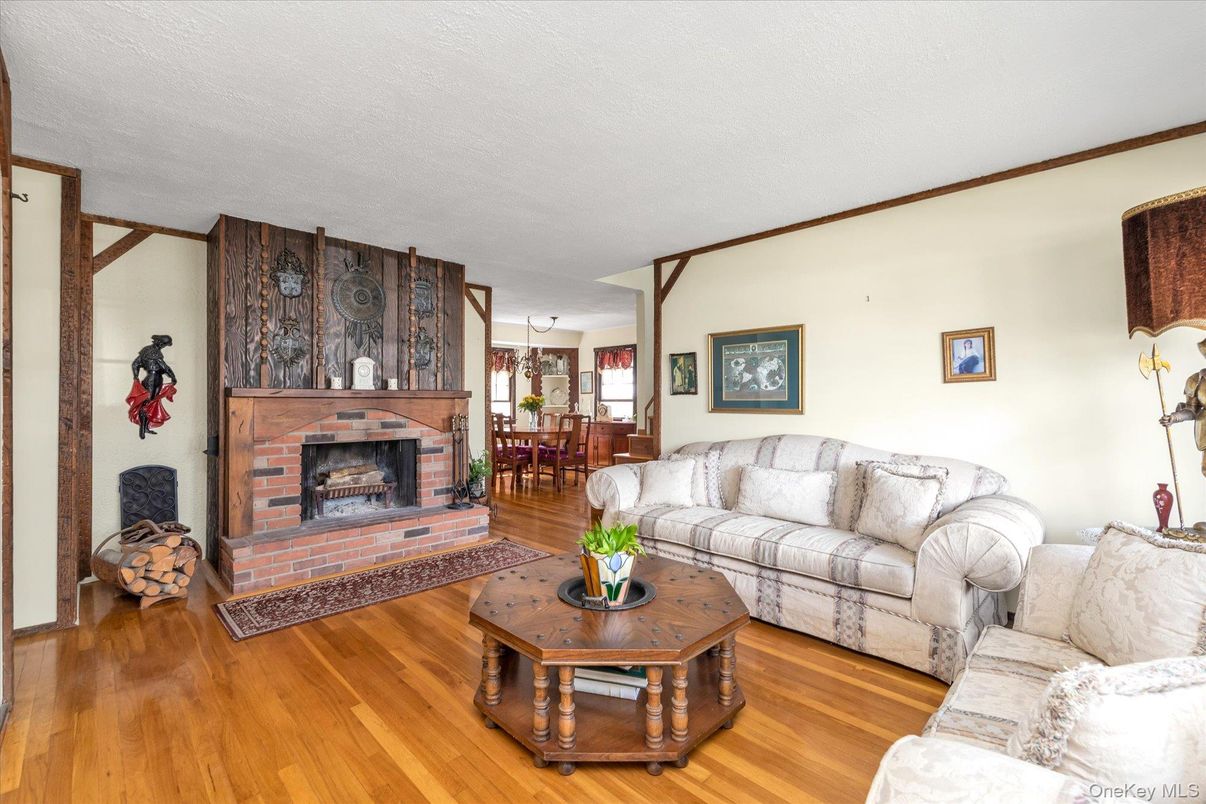 Dining room, Fireplace, Interior, Living room, Wood Texture Flooring