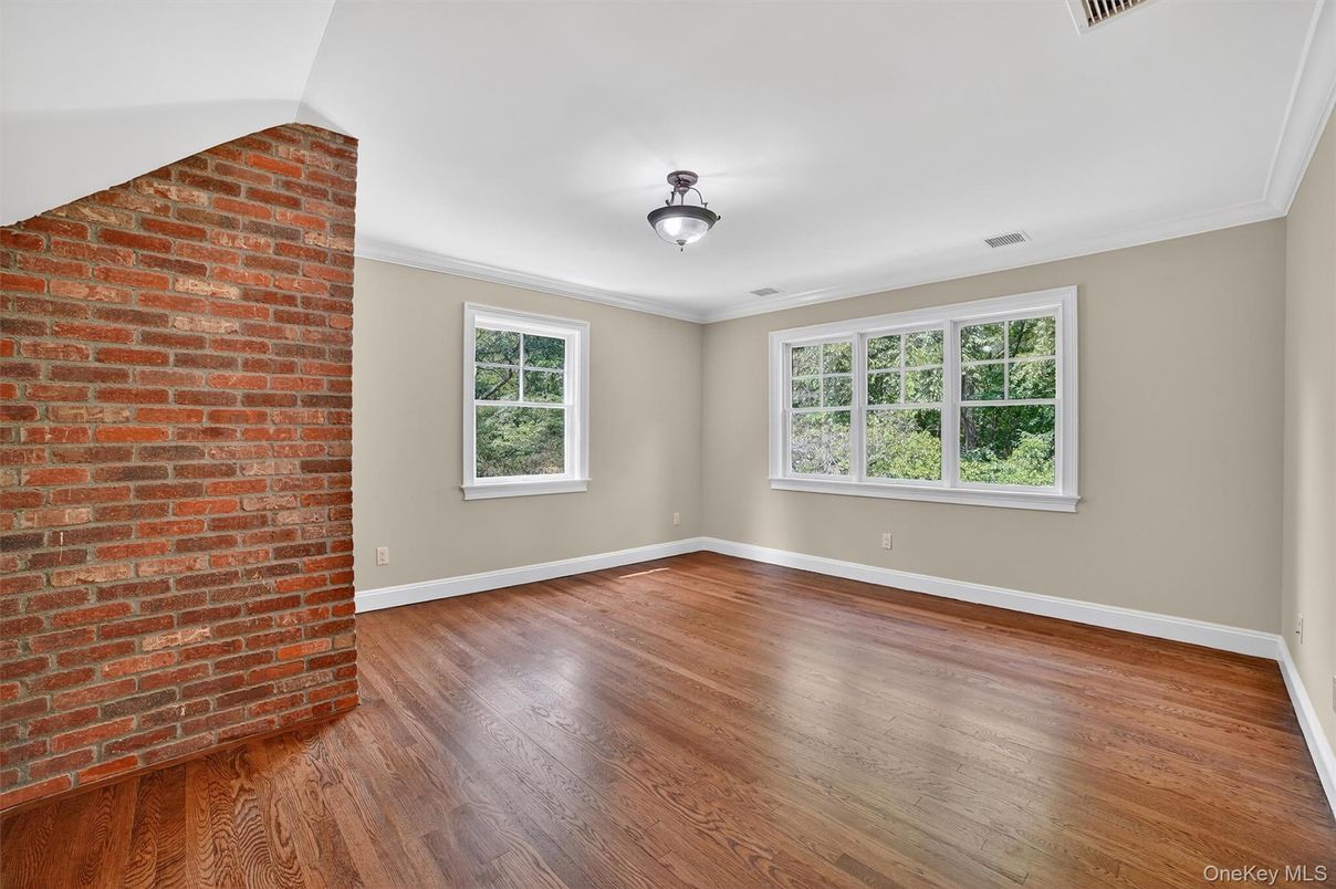Empty room, Interior, Stone Walls, Wood Texture Flooring