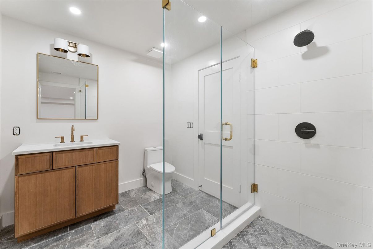 Bathroom, Glass Shower, Interior, Recessed Lighting