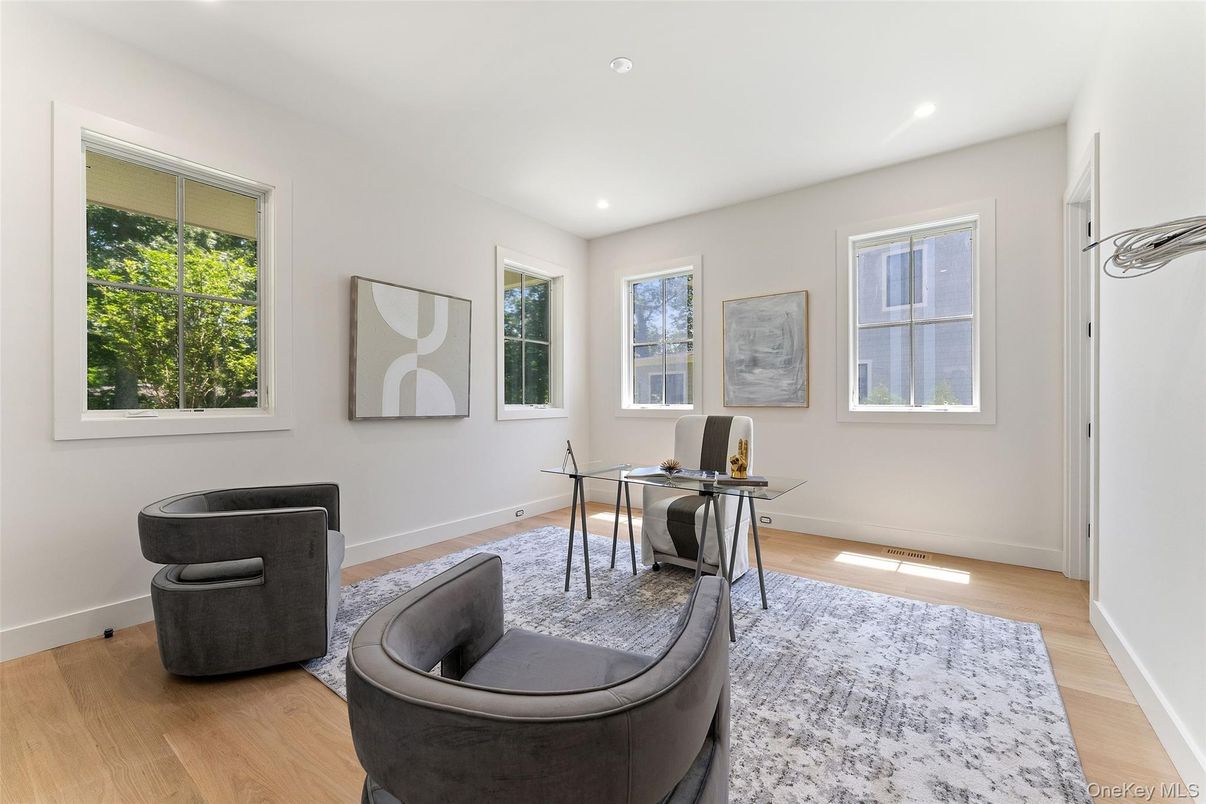 Home Office, Interior, Recessed Lighting, Wood Texture Flooring