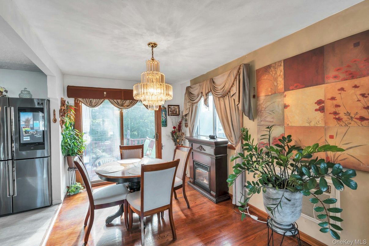 Chandelier, Dining room, Interior, Wood Texture Flooring