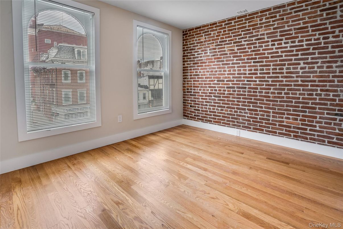 Empty room, Interior, Stone Walls, Wood Texture Flooring