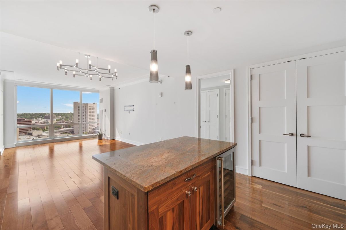 Empty room, Interior, Pendant Lights, Wood Texture Flooring