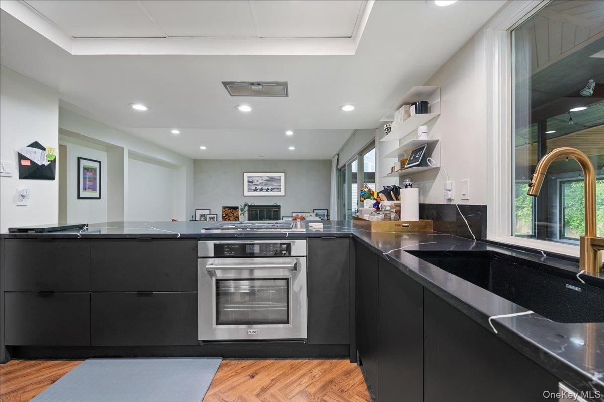 Interior, Kitchen, Recessed Lighting, Wood Texture Flooring