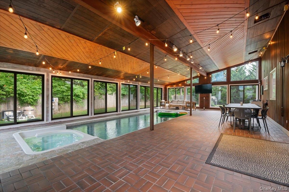 Dining room, Interior, Pool, Sun Room, Wooden Ceilings