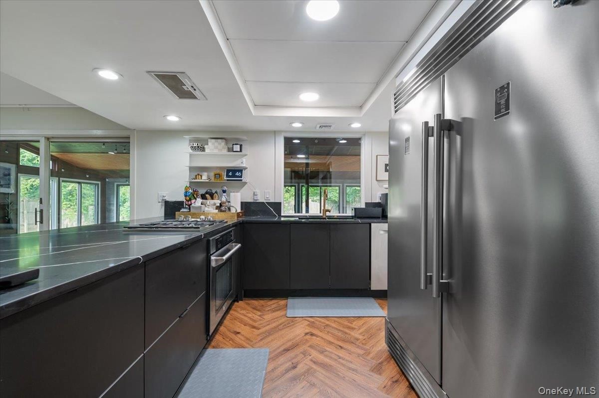 Interior, Kitchen, Recessed Lighting, Wood Texture Flooring