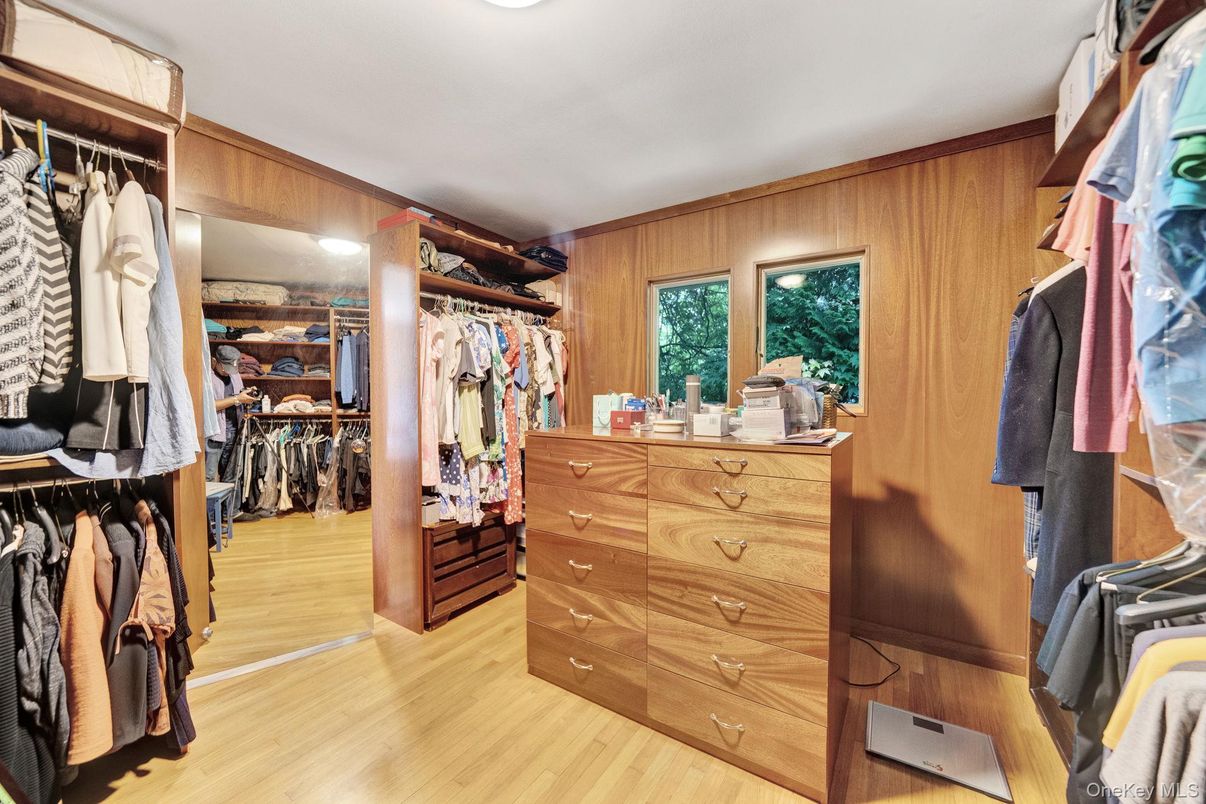Interior, Recessed Lighting, Walk-in Closets, Wood Texture Flooring, Wooden Walls