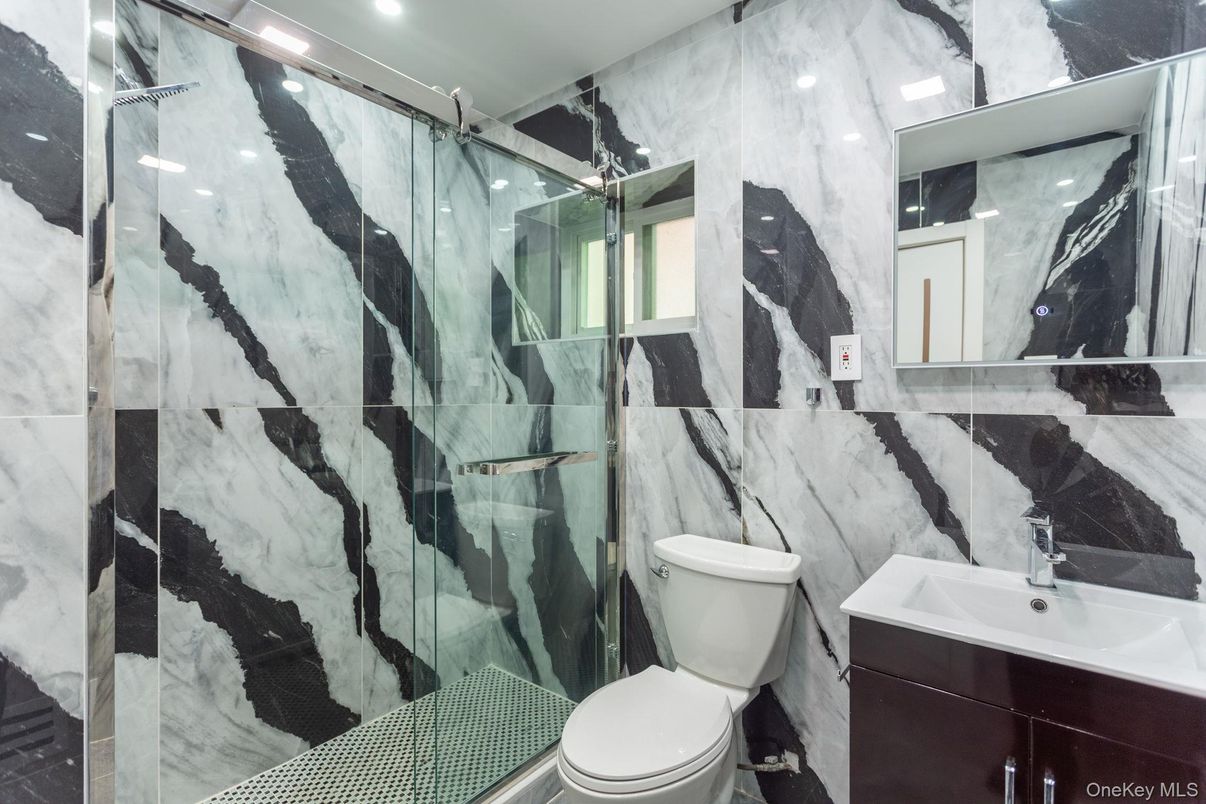 Bathroom, Glass Shower, Interior, Recessed Lighting