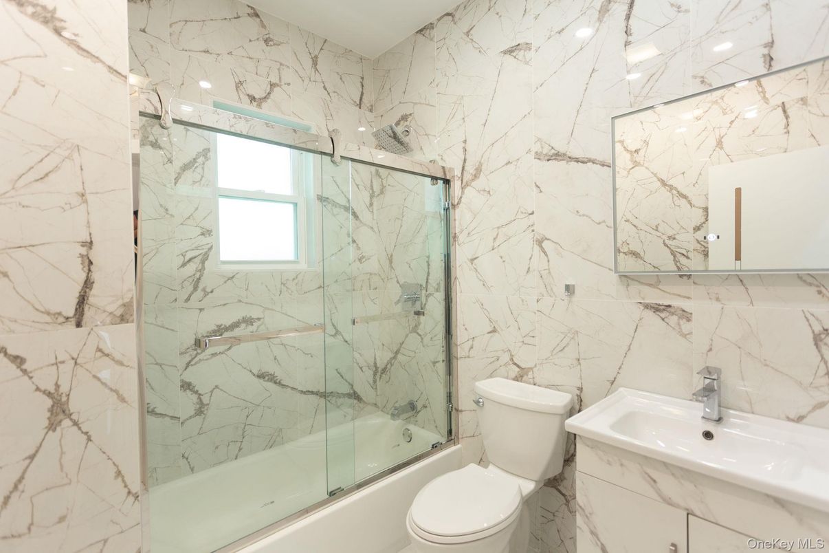 Bathroom, Glass Shower, Interior, Marble Walls