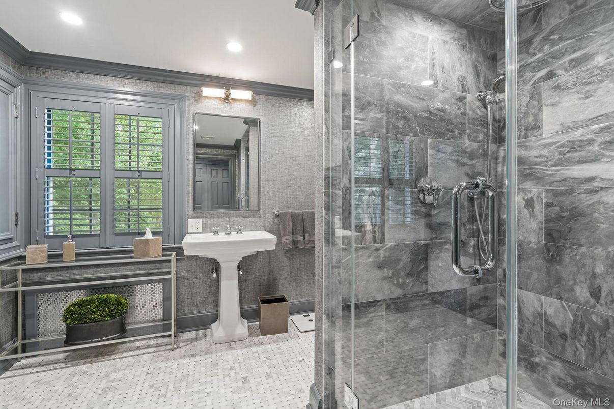 Bathroom, Glass Shower, Interior, Recessed Lighting