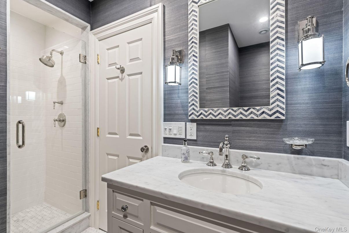 Bathroom, Glass Shower, Interior, Recessed Lighting