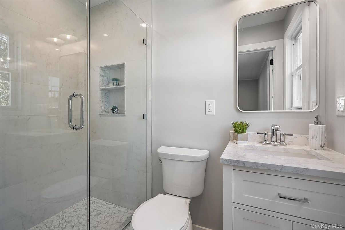 Bathroom, Glass Shower, Interior, Marble Walls
