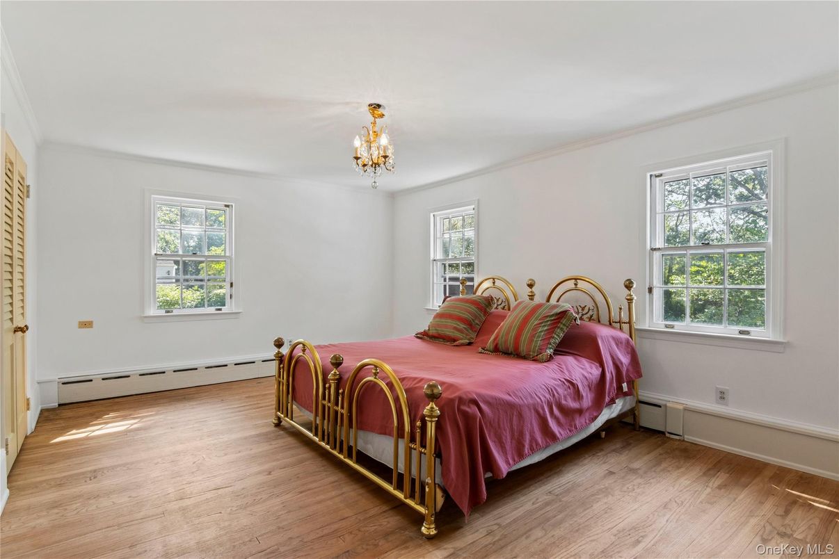 Bedroom, Chandelier, Interior, Wood Texture Flooring