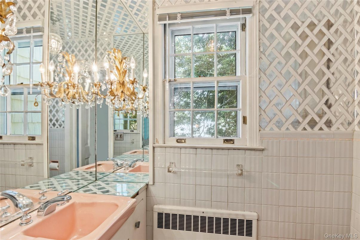 Bathroom, Chandelier, Interior, Tile Countertops