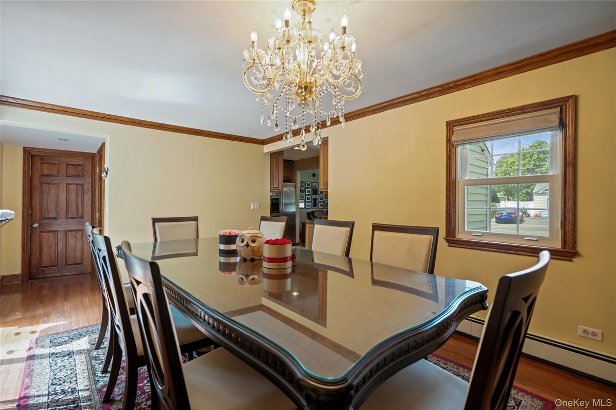 Chandelier, Dining room, Interior, Wood Texture Flooring