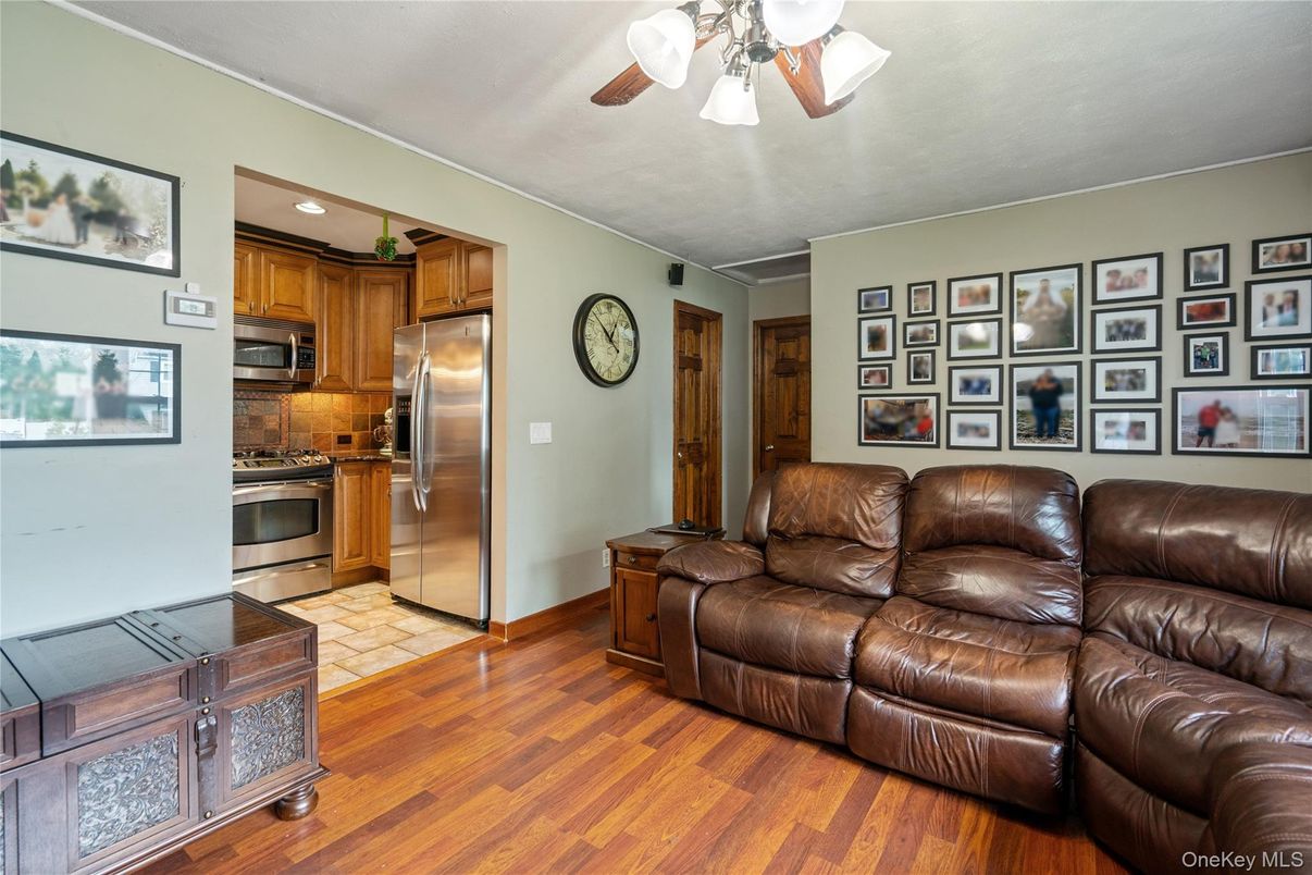 Interior, Kitchen, Living room, Stainless Steel Appliances, Wood Texture Flooring