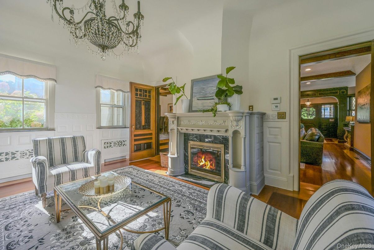 Chandelier, Fireplace, Interior, Living room, Wood Texture Flooring