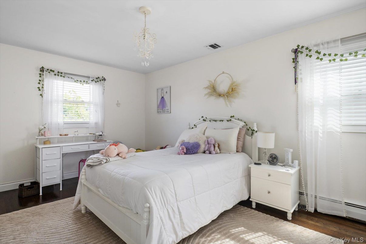 Bedroom, Chandelier, Interior, Wood Texture Flooring