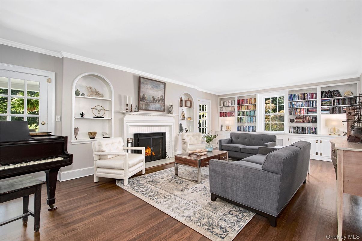 Fireplace, Interior, Living room, Piano, Wood Texture Flooring