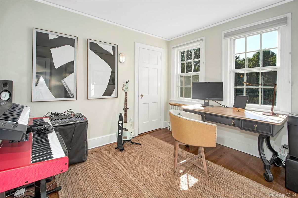 Home Office, Interior, Piano, Wood Texture Flooring