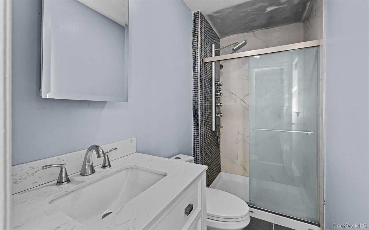 Bathroom, Glass Shower, Interior, Marble Walls