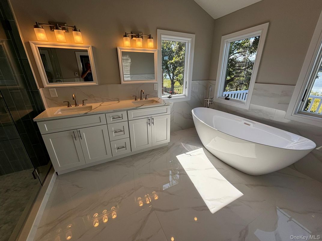 Bathroom, Dual Sink Vanities, Free Standing Baths, Interior, Marble