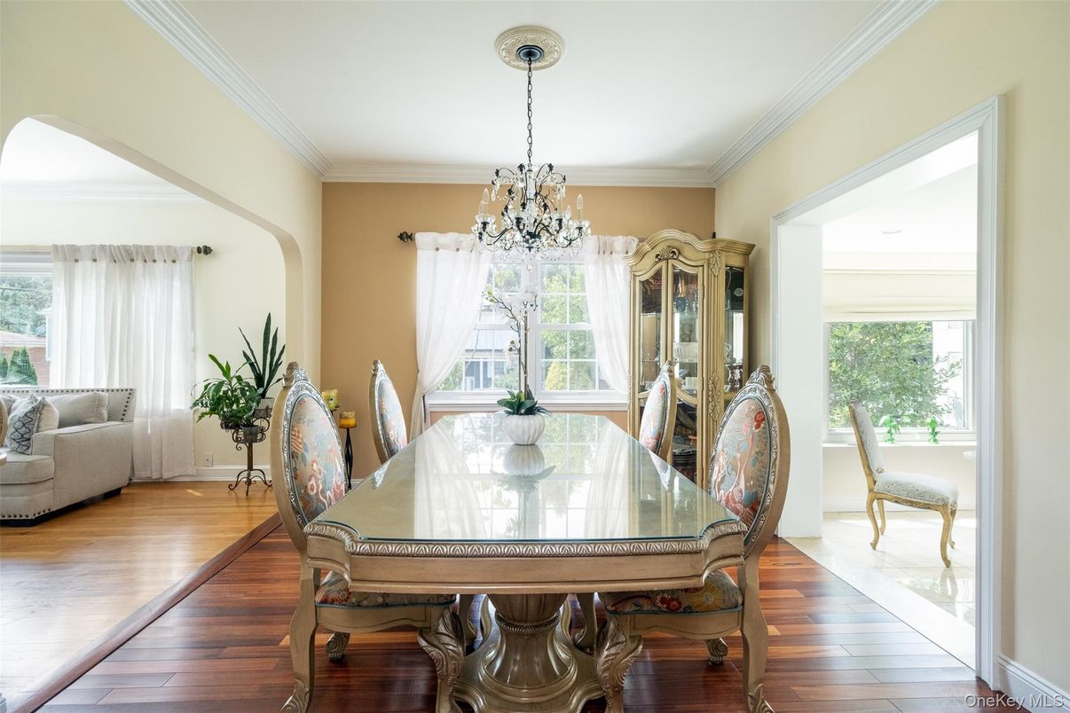 Chandelier, Dining room, Interior, Wood Texture Flooring