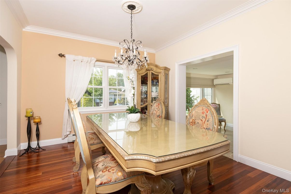 Chandelier, Dining room, Interior, Wood Texture Flooring